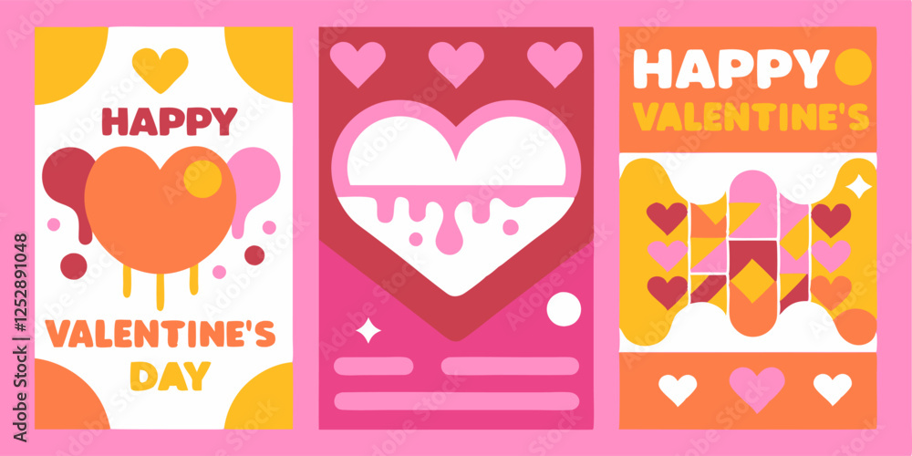 Valentine’s day poster collection with heart motifs for creative design Valentine’s day poster collection with heart motifs for creative design