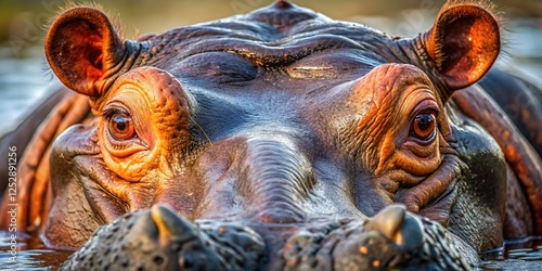 Hippo in Selous, Tanzania, captured by AI. photo