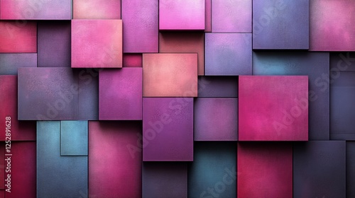 Vibrant geometric abstract pattern with pink and purple squares, modern art concept