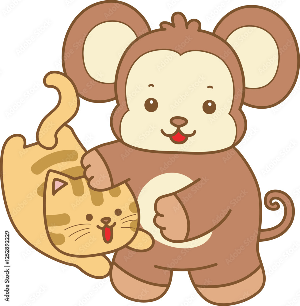Cute Monkey vector icon. Funny baby Monkey animal series stock illustration. life of fluffy Monkey designs. Cute Monkey vector icon. Funny baby Monkey animal series stock illustration. life of fluffy Monkey designs.