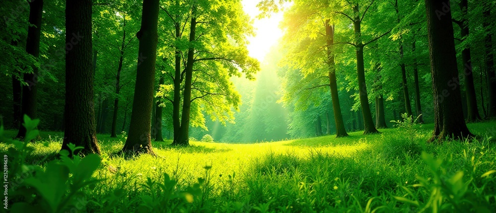 Fototapeta premium Lush Forest Landscape Illustration
