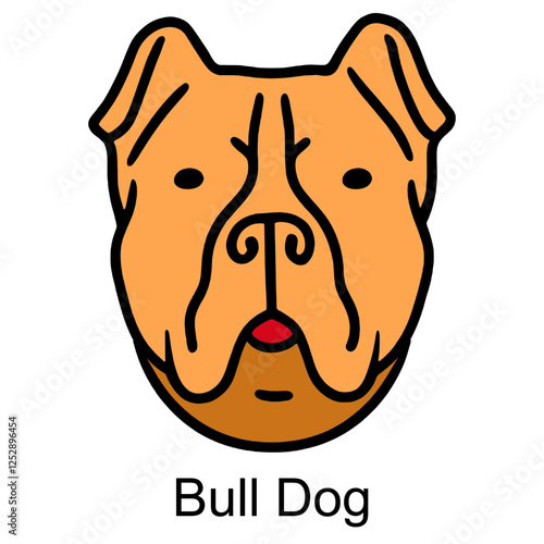 This minimalist black and white line drawing captures the essence of a bulldog's face with bold, clean lines and distinctive wrinkles, making it both recognizable and visually appealing.