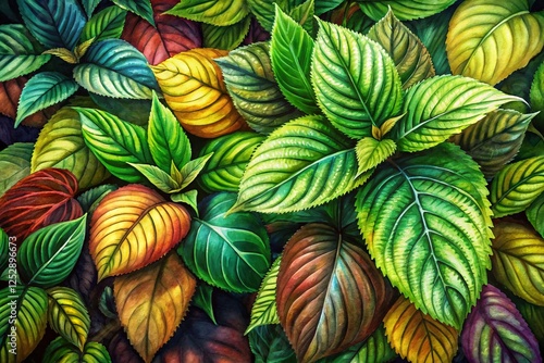 Wallpaper Mural Botanical Watercolor Painting: Verdant Leaf & Stem Study - Artistic Close-up Torontodigital.ca