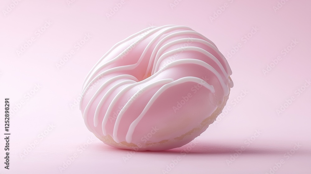Close-up of a pink donut on a pink background. the donut is round and has a smooth texture. Close-up of a pink donut on a pink background. the donut is round and has a smooth texture.