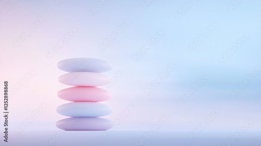 Photograph of a stack of three spheres arranged in a pyramid-like structure. the spheres are of different sizes and colors - one is white, one is pink, and one is light blue. Photograph of a stack of three spheres arranged in a pyramid-like structure. the spheres are of different sizes and colors - one is white, one is pink, and one is light blue.