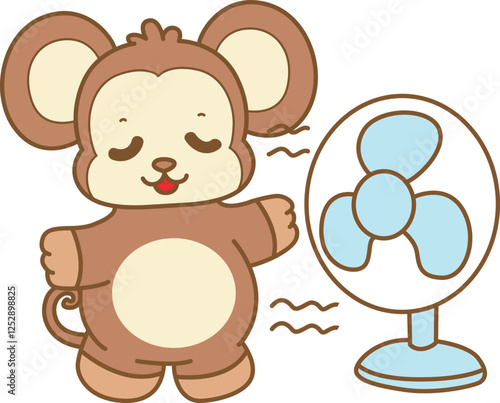 Cute Monkey vector icon. Funny baby Monkey animal series stock illustration. life of fluffy Monkey designs.