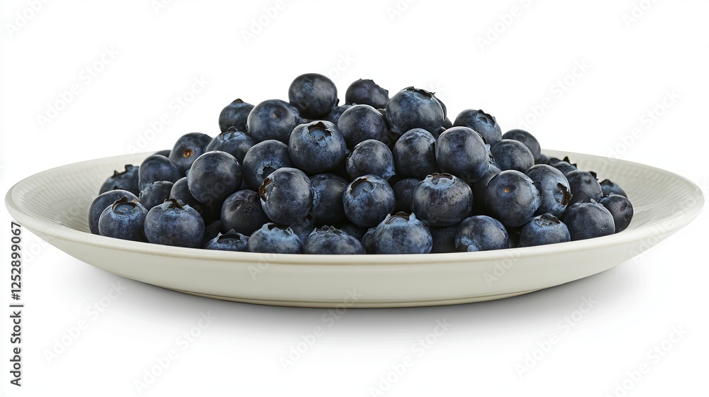 Blueberries on a plate with a white background Blueberries on a plate with a white background