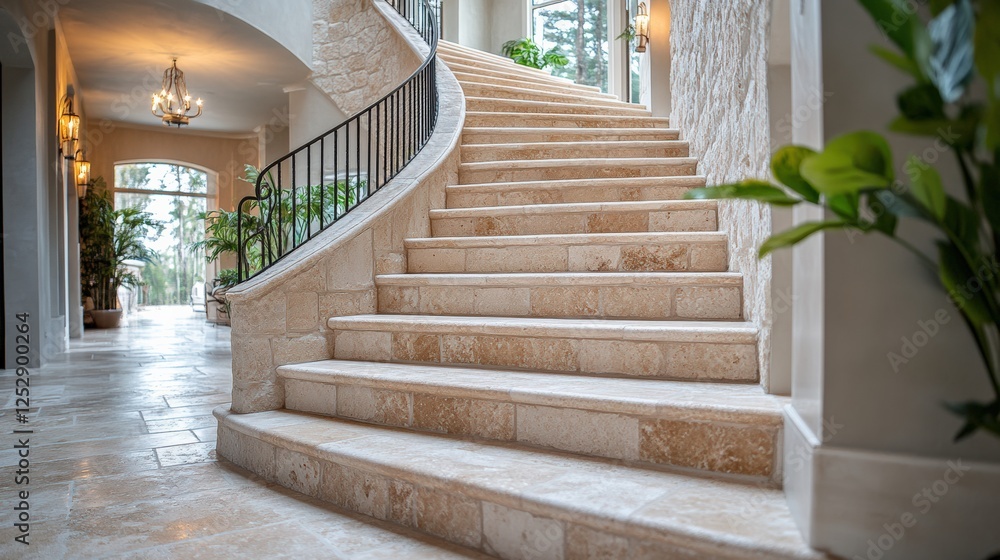 Elegant spiral staircase design modern home interior bright environment view Elegant spiral staircase design modern home interior bright environment view