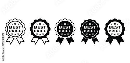 best price guarantee badge label tag icon vector design black white color illustration template sets isolated