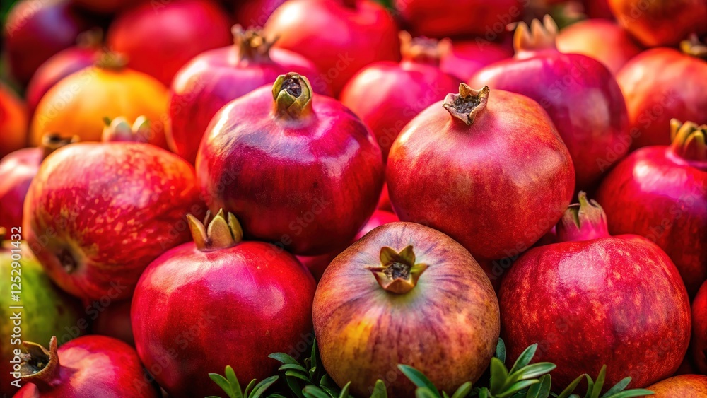 Ripe pomegranates, straight from the farm. Nature's bounty. Ripe pomegranates, straight from the farm. Nature's bounty.