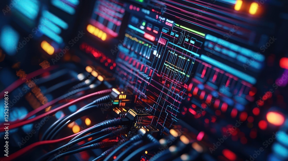 Fototapeta premium Futuristic Network System Visualization