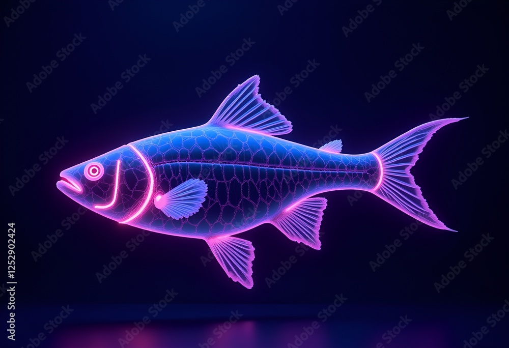 Fluorescent Wireframe Fish Glowing in the Dark Fluorescent Wireframe Fish Glowing in the Dark