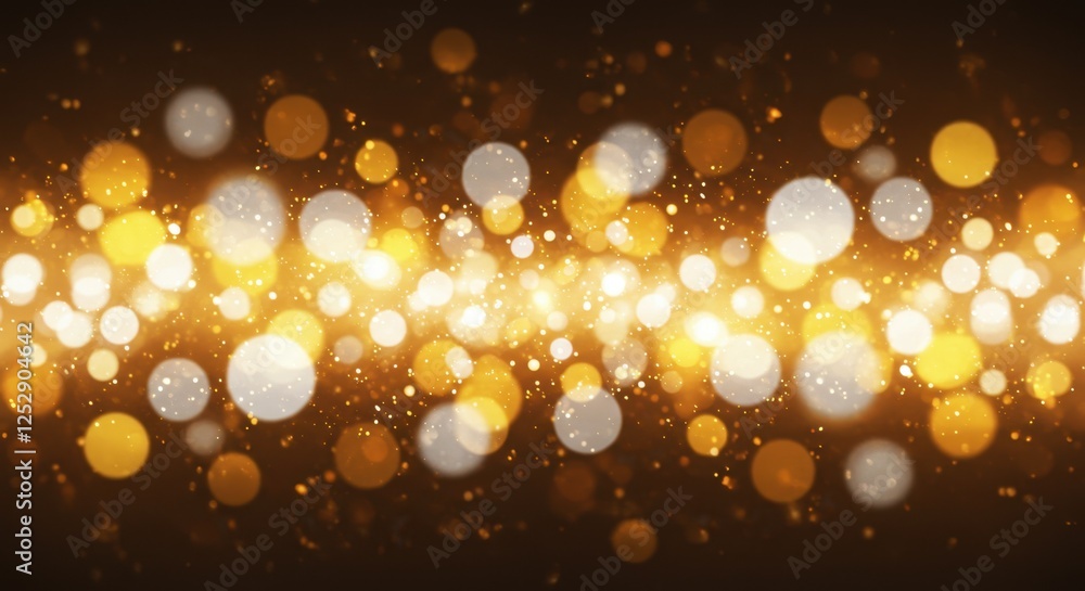 Glimmering golden and white bokeh lights create a festive atmosphere Glimmering golden and white bokeh lights create a festive atmosphere