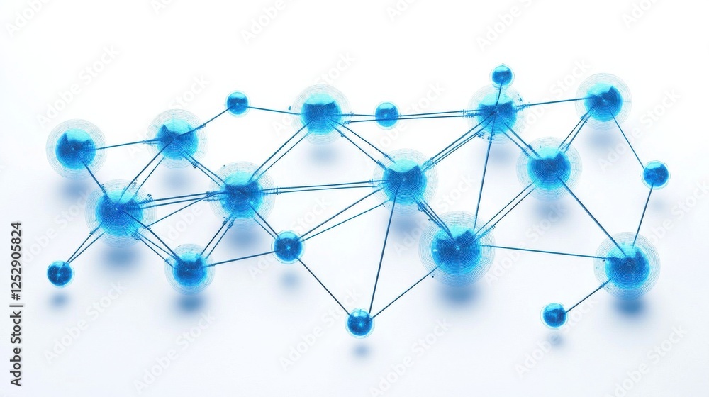 Blue Abstract Network Connection with Dots and Lines on White Background Blue Abstract Network Connection with Dots and Lines on White Background