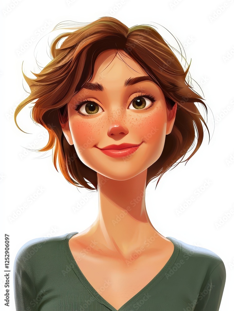 Cartoon people smile woman illustration isolated on solid white background Cartoon people smile woman illustration isolated on solid white background