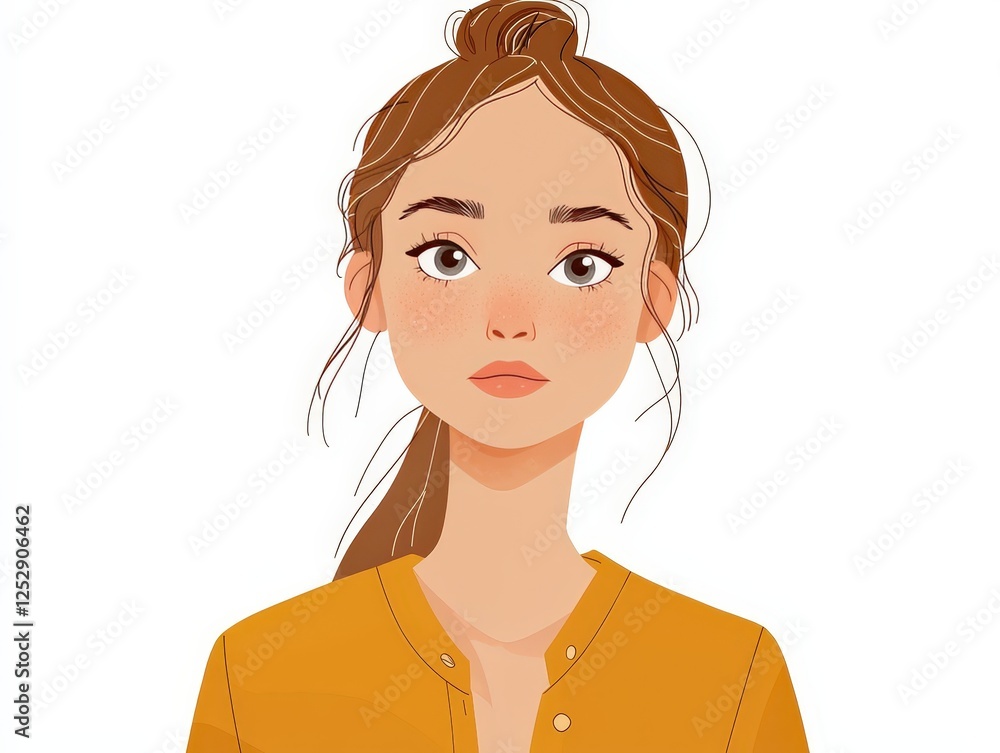 Cartoon people young woman illustration isolated on solid white background Cartoon people young woman illustration isolated on solid white background
