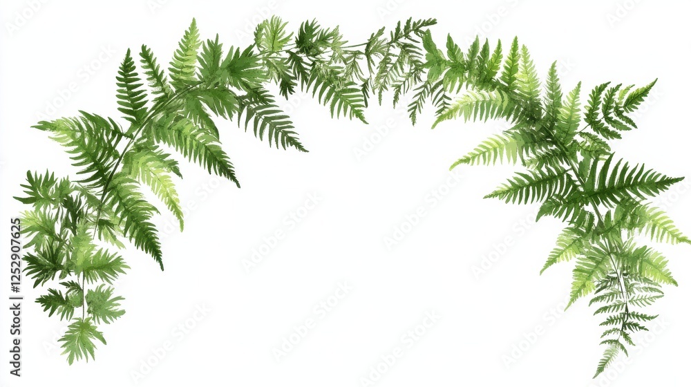 Lush Green Fern Leaves Frame Decorative Botanical Design Lush Green Fern Leaves Frame Decorative Botanical Design