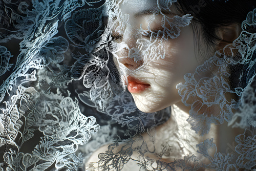 Elegance in Intricacy: A Timeless Dance of Floral Lace Patterns Showcasing Vintage Textile Artistry photo