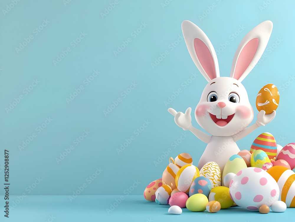 Fototapeta premium Customizable Festive 3D Easter Banner Mockup