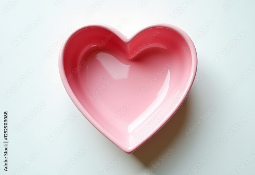 Vibrant Pink Heart Bowl on White Surface: Glossy Contrast and Clear Design. A pink heart shaped bowl on a white surface. Vibrant Pink Heart Bowl on White Surface: Glossy Contrast and Clear Design. A pink heart shaped bowl on a white surface.
