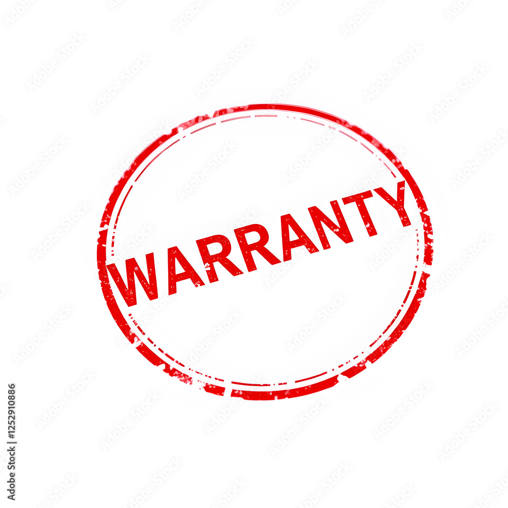 Warranty text stamp red rubber stamp on white background. Generative AI Warranty text stamp red rubber stamp on white background. Generative AI