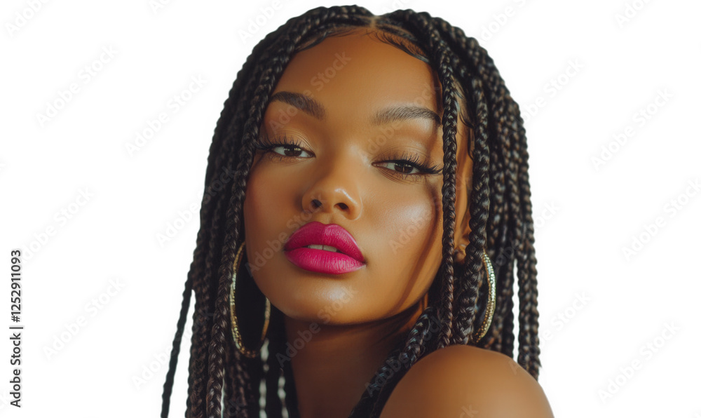 A front facing photo of a fashionable African American woman's face A front facing photo of a fashionable African American woman's face
