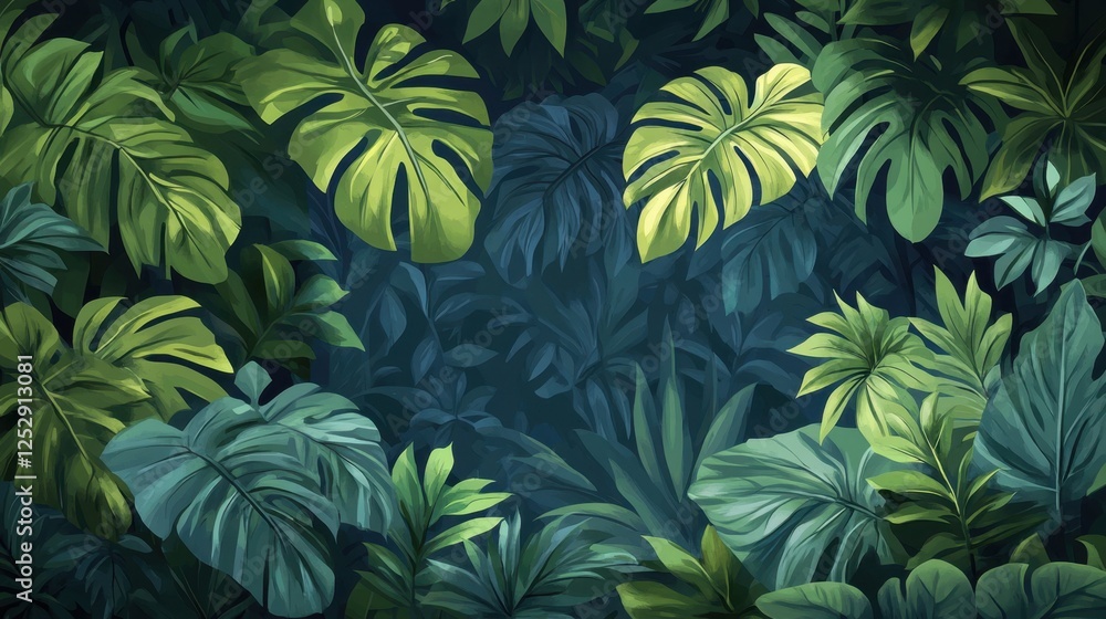 A lush forest canopy-inspired background with rich green tones and soft light A lush forest canopy-inspired background with rich green tones and soft light
