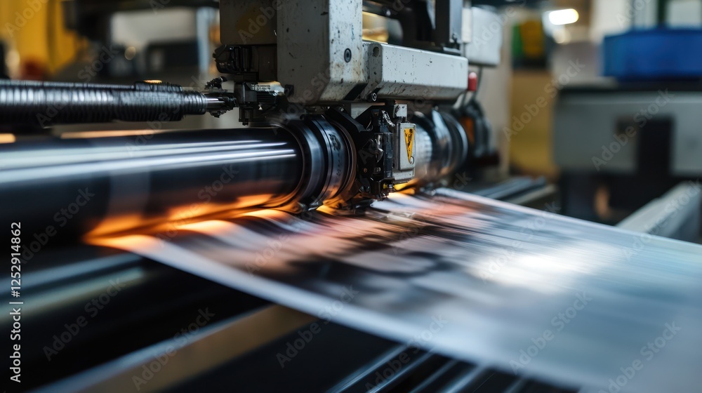 High-Speed Printing Press in Action: A Close-Up View of the Printing Process High-Speed Printing Press in Action: A Close-Up View of the Printing Process