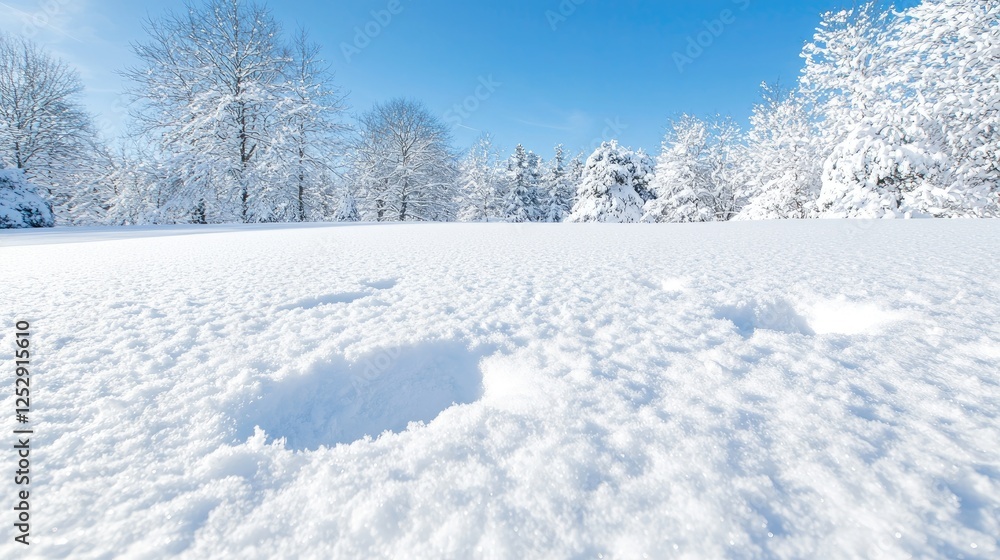 Snowy field, winter landscape, trees, bright sky, peaceful scene, nature Snowy field, winter landscape, trees, bright sky, peaceful scene, nature