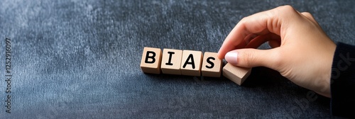 A hand carefully places wooden blocks, demonstrating the concept of bias in decision-making processes.