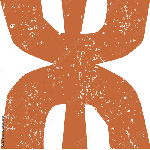 Abstract brown hand-drawn tribal symbol. African, Aztec pattern element in grunge doodle style. Ancient ethnic traditional symbol and ornate sign.