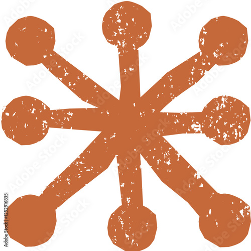 Abstract brown hand-drawn flower tribal symbol. African, Aztec pattern element in grunge doodle style. Ancient ethnic traditional symbol and ornate sign.