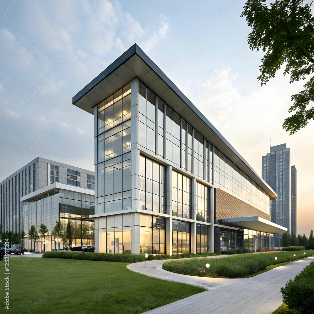 Fototapeta premium Commercial facility modern R an D building