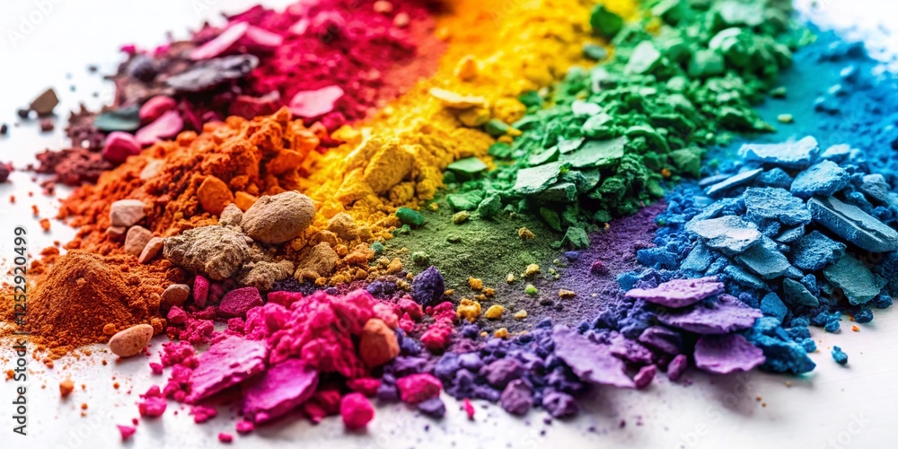 Obraz premium Colorful Crushed Eyeshadow Texture on White Background - Artistic Makeup Photography