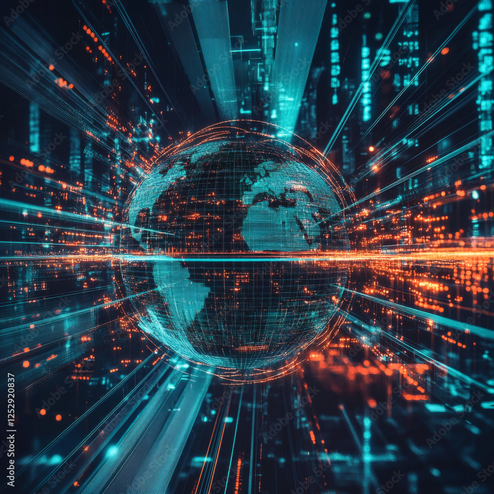 Fototapeta premium Digital Globe Network Technology Concept