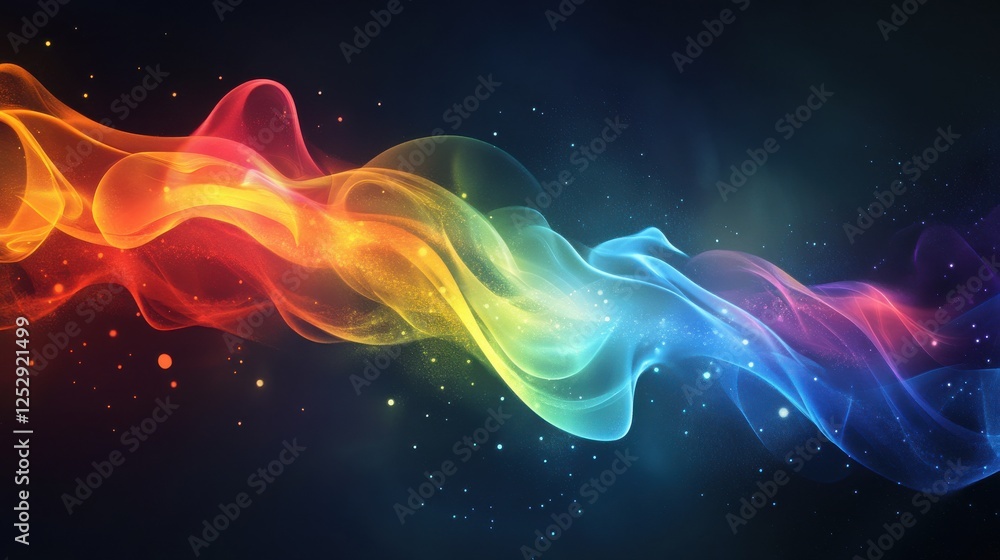 Colorful Abstract Waves Flowing Through a Dark Background Colorful Abstract Waves Flowing Through a Dark Background