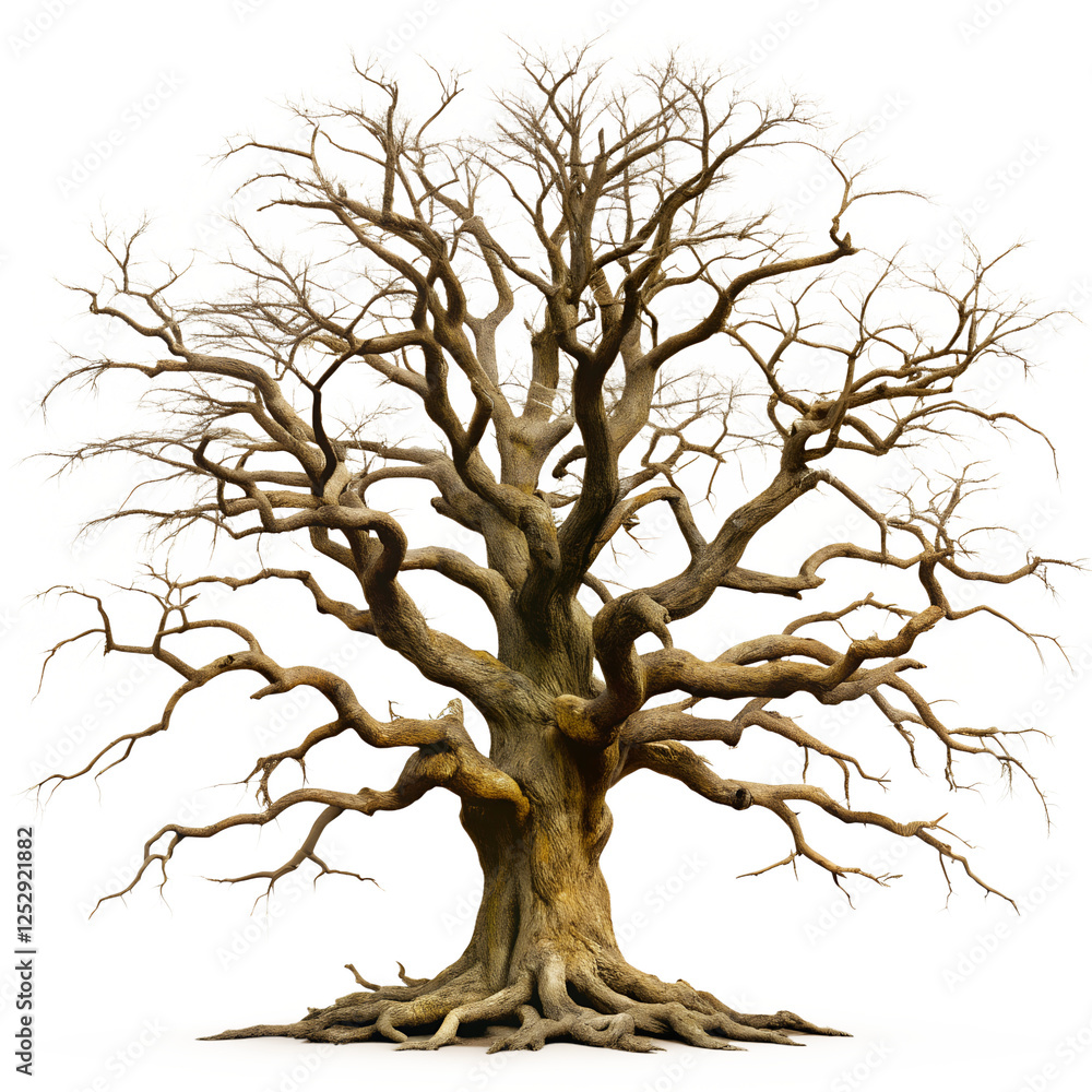 Fototapeta premium old dead spooky tree isolated on white background.png
