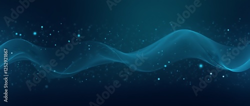 Generative AI Abstract Teal Wave - Futuristic Background abstract teal wave dots blurred dark blue gradient background digital illustration futuristic technology modern calm