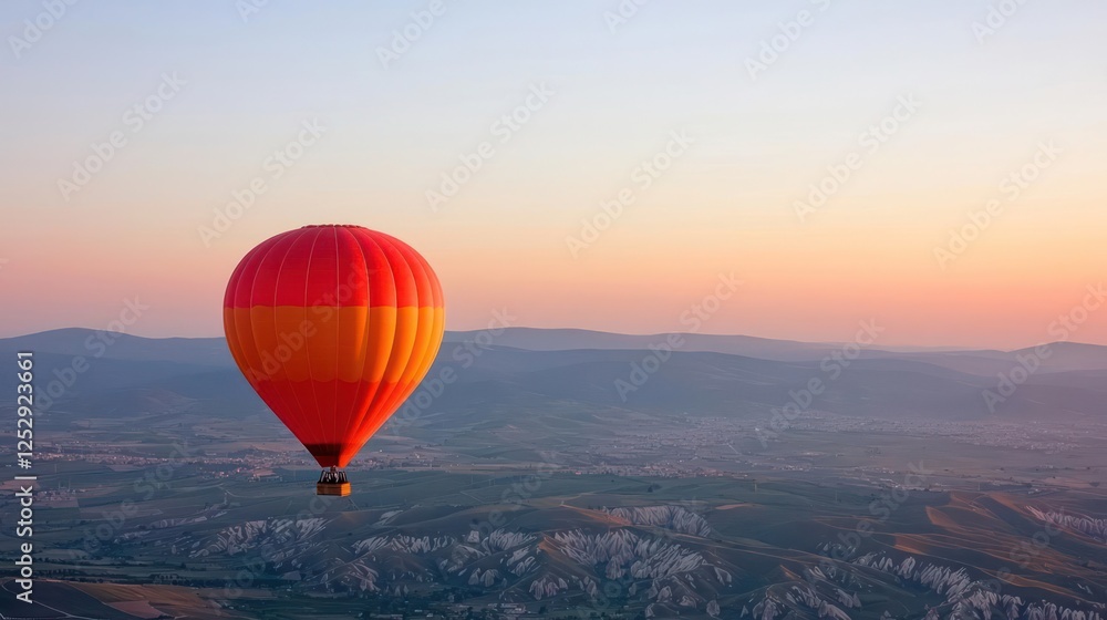 Colorful Hot Air Balloon at Sunrise Over Cappadocia Landscape Colorful Hot Air Balloon at Sunrise Over Cappadocia Landscape