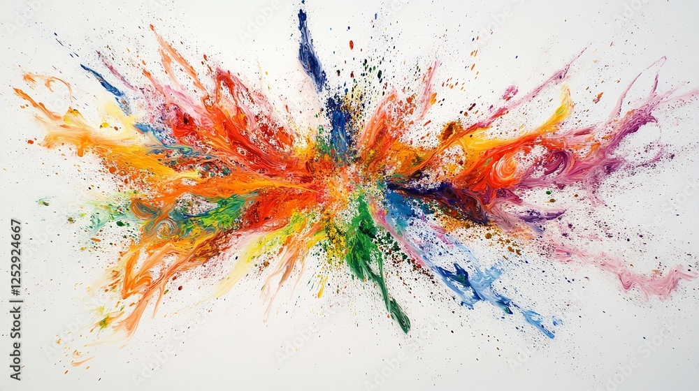 Fototapeta premium Colorful powder splash explosion with white background, illustration