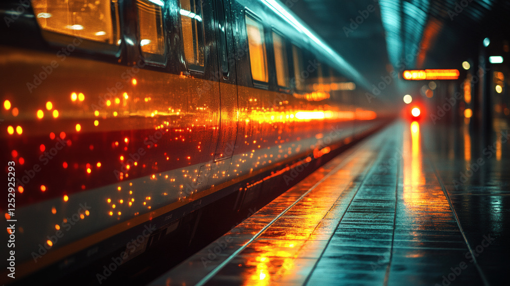 light reflecting from train in the night light reflecting from train in the night