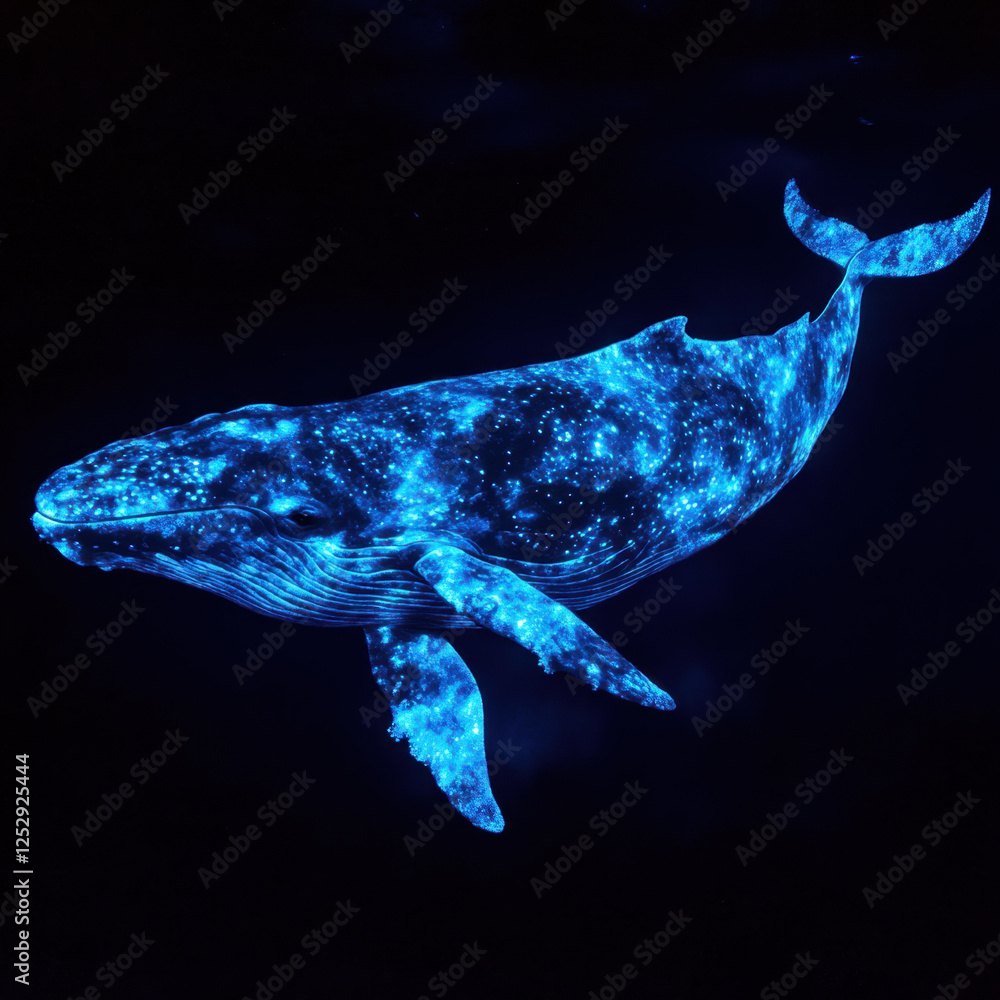 A hump back whale glowwing and luminescence A hump back whale glowwing and luminescence