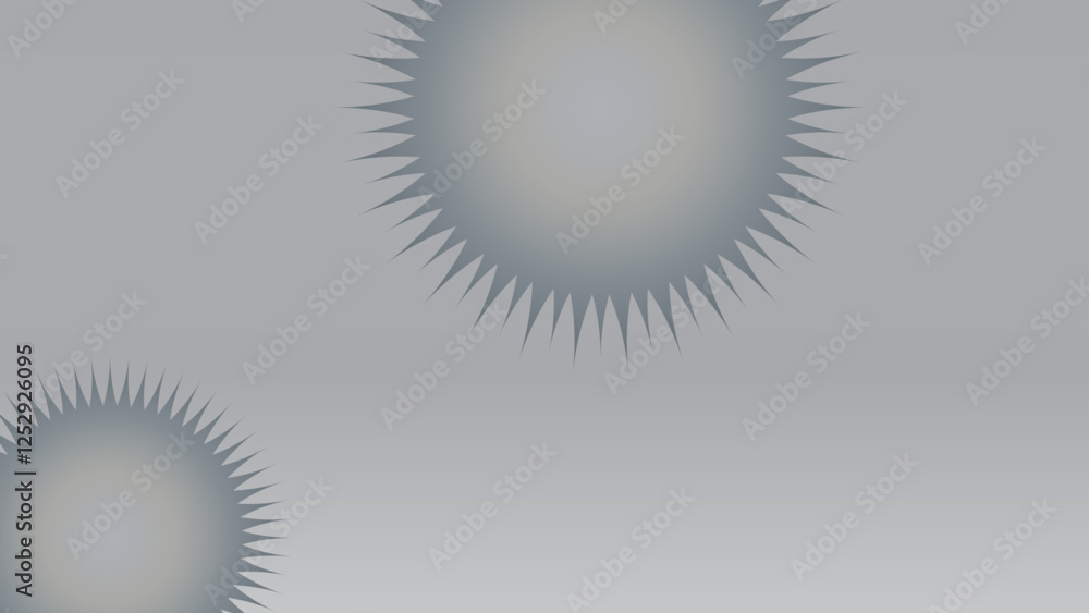 Fototapeta premium Minimalist abstract design featuring radial spiked circular elements on a serene gray-blue background. The clean understated makes this versatile for modern interior design, digital background.