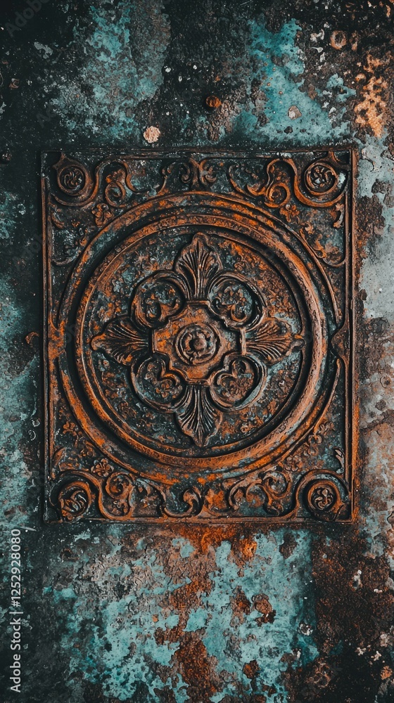 Obraz premium Ornate Vintage Wall Panel with Rustic Texture and Rich Detail