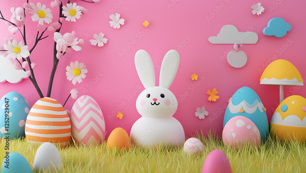 Obraz premium Capturing the Easter Vibes with a Themed Background
