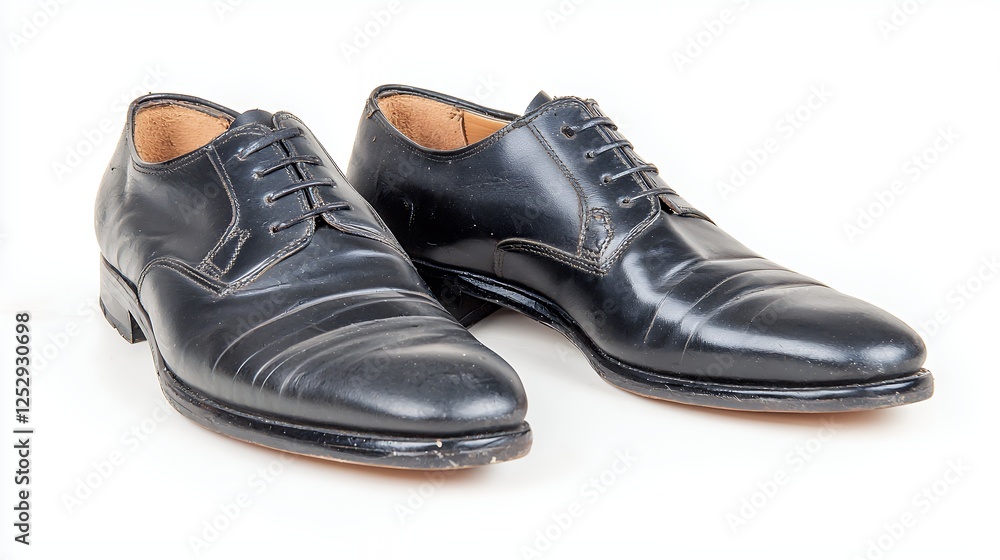 Pair Of Black Leather Oxford Shoes On White Background Pair Of Black Leather Oxford Shoes On White Background