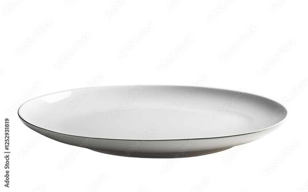Minimalist white ceramic plate with a simple design on a empty plain background Minimalist white ceramic plate with a simple design on a empty plain background