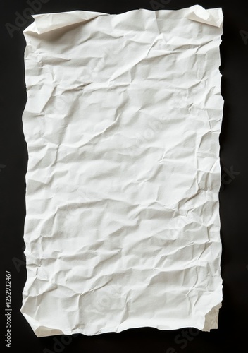 Crumpled white paper on black background