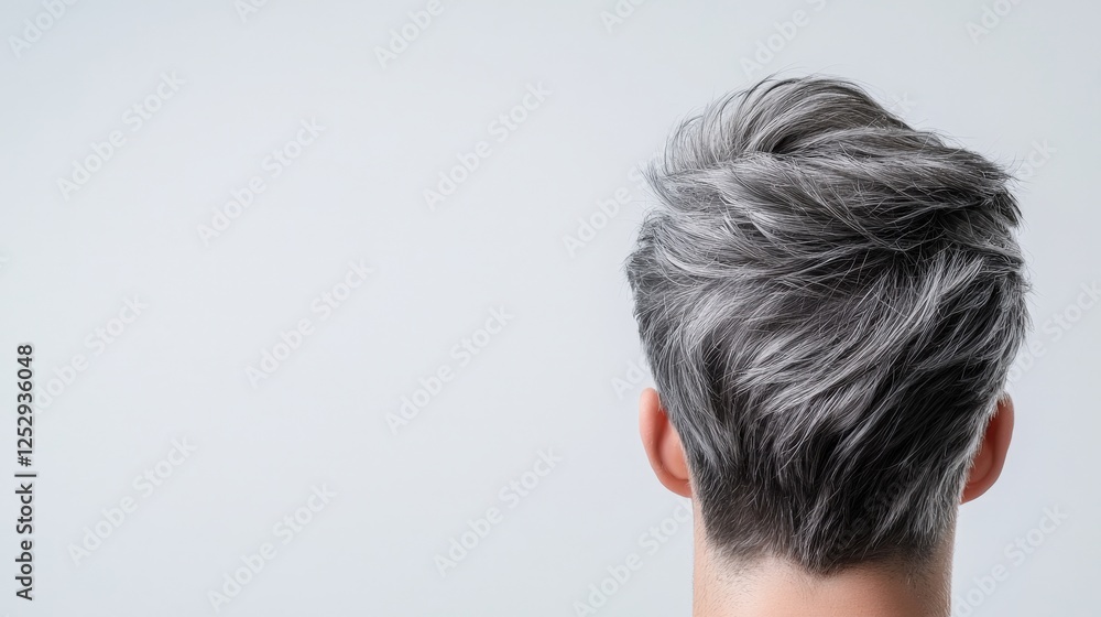 Man with gray haircut showcasing classic hairstyles in realistic photography