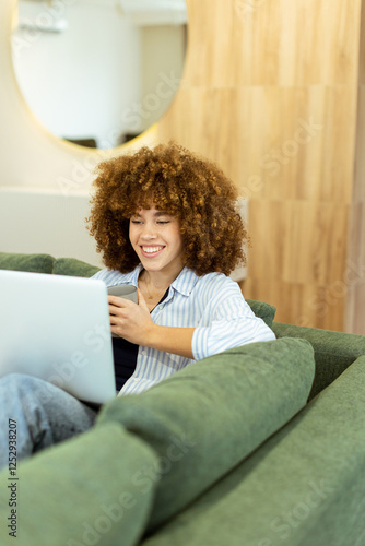Young woman enjoys a cozy m...